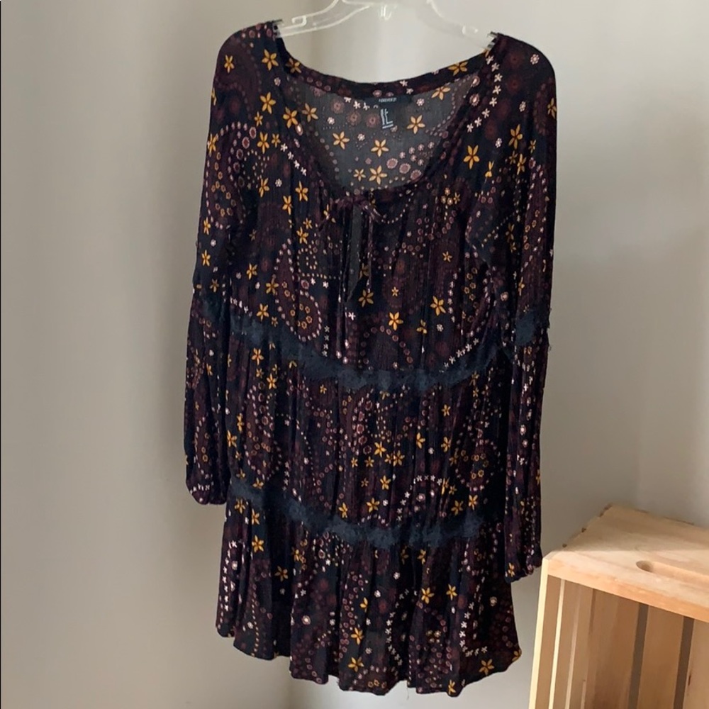 Black floral lace dress